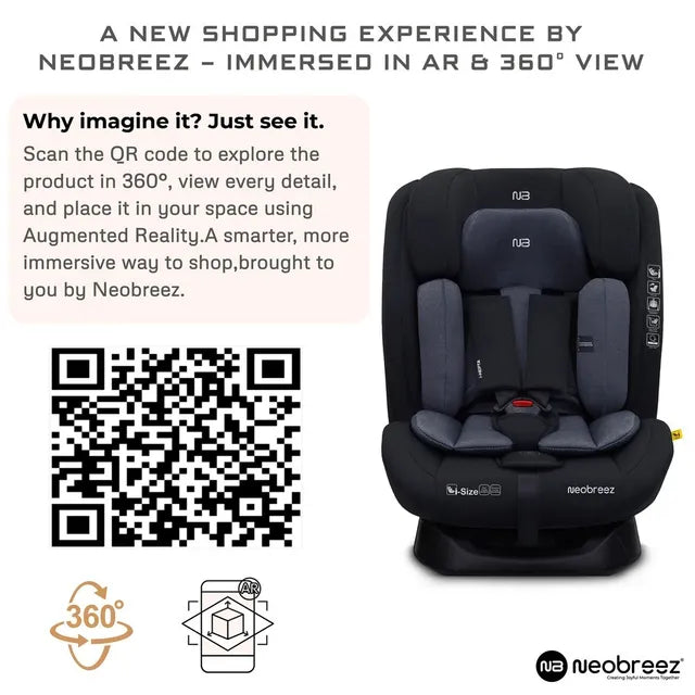 Neobreez i-Hepta i-Size All-In-1 Convertible Car Seat Black Gray