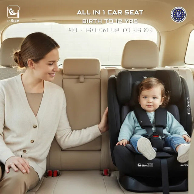 Neobreez i-Hepta i-Size All-In-1 Convertible Car Seat Black Gray