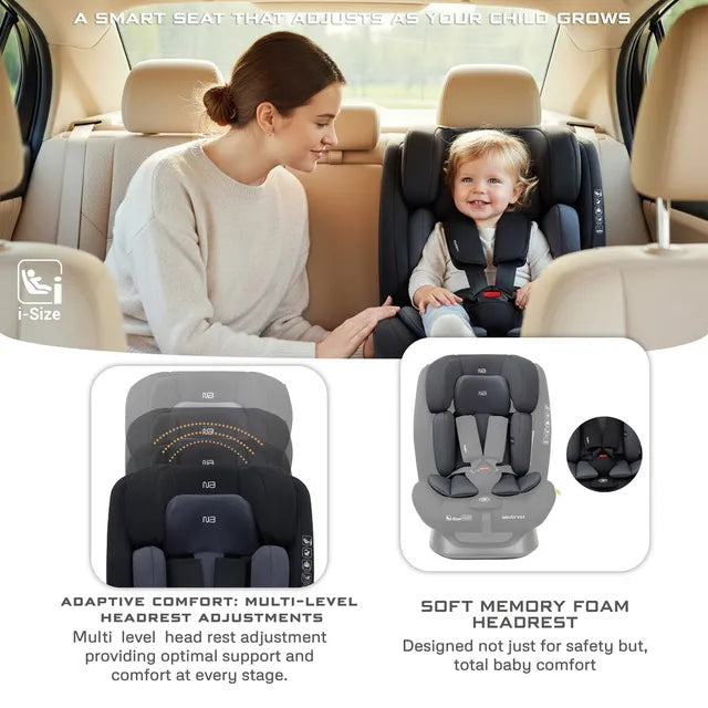 Neobreez i-Hepta i-Size All-In-1 Convertible Car Seat Black Gray