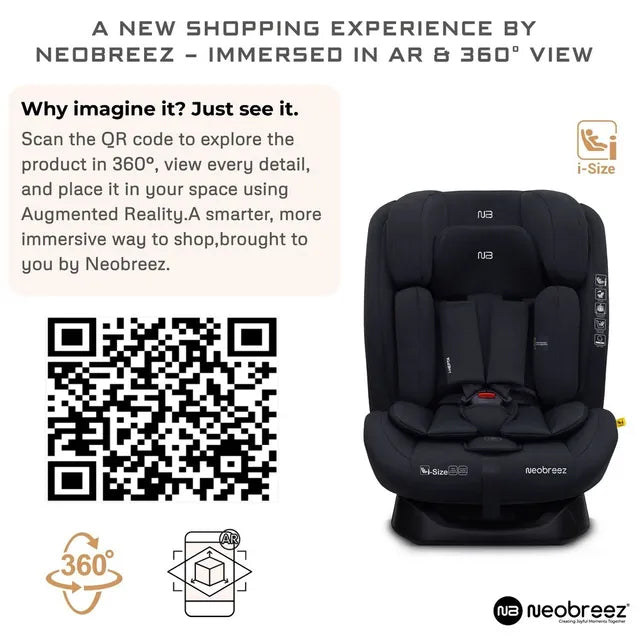 Neobreez i-Hepta i-Size All-In-1 Convertible Car Seat Black