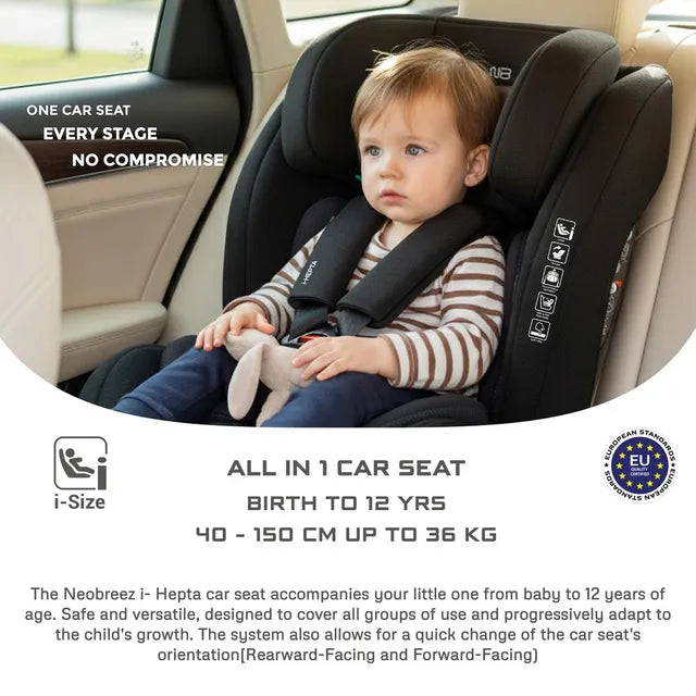 Neobreez i-Hepta i-Size All-In-1 Convertible Car Seat Black