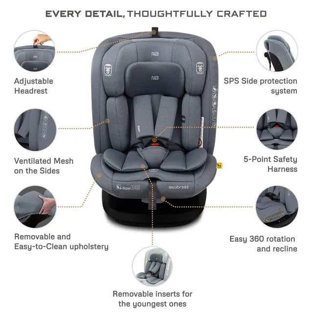 Neobreez - i-Vilo 360-Degree Isofix i-Size Car Seat Grey