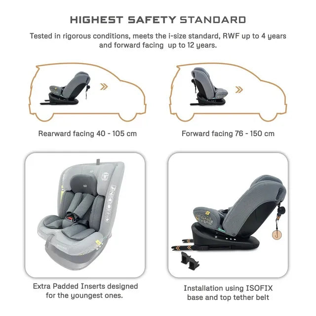 Neobreez - i-Vilo 360-Degree Isofix i-Size Car Seat Grey
