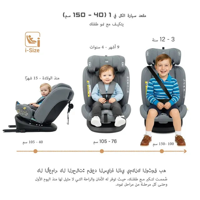 Neobreez - i-Vilo 360-Degree Isofix i-Size Car Seat Grey
