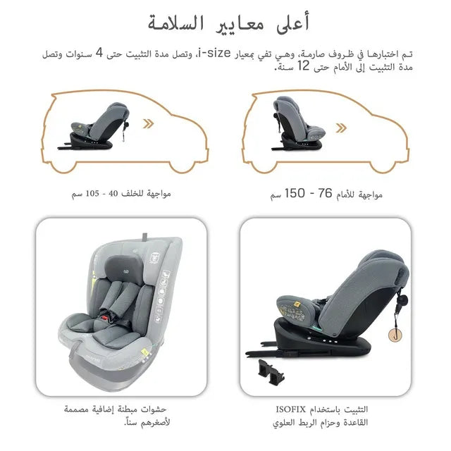 Neobreez - i-Vilo 360-Degree Isofix i-Size Car Seat Grey