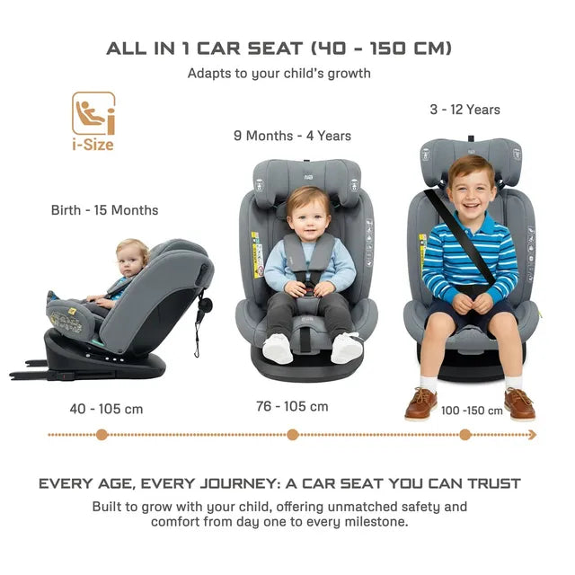 Neobreez - i-Vilo 360-Degree Isofix i-Size Car Seat Grey