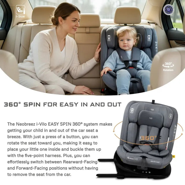 Neobreez - i-Vilo 360-Degree Isofix i-Size Car Seat Grey