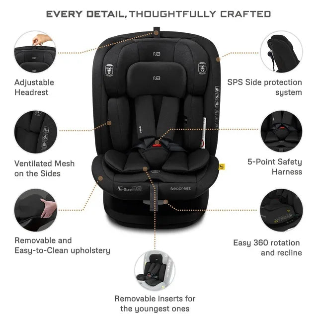 Neobreez - i-Vilo 360-Degree Isofix i-Size Car Seat Black