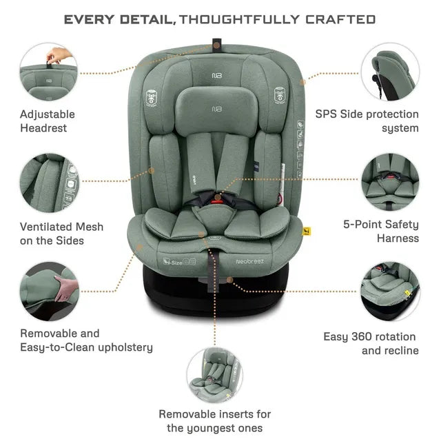 Neobreez - i-Vilo 360-Degree Isofix i-Size Car Seat Green