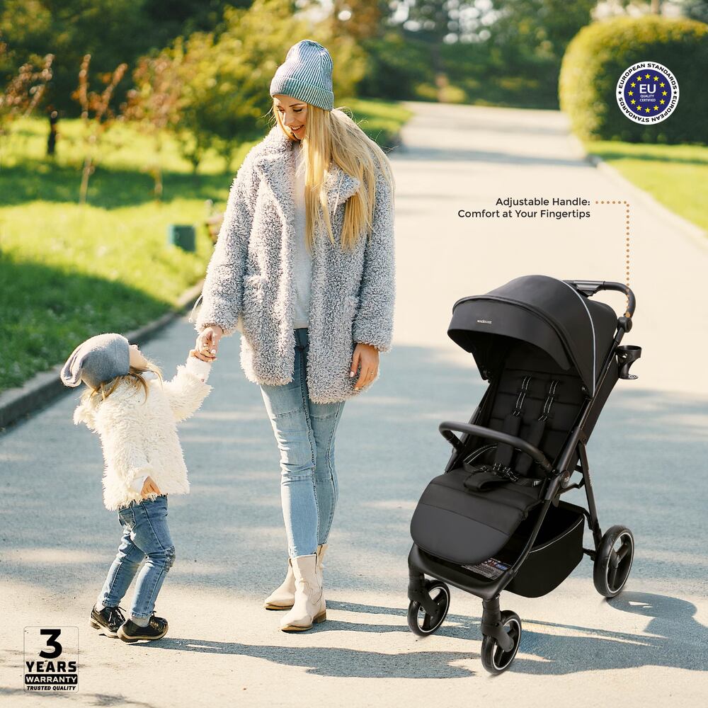 Neobreez Tetra Lightweight Pushchair Stroller with Cup Holder Black
