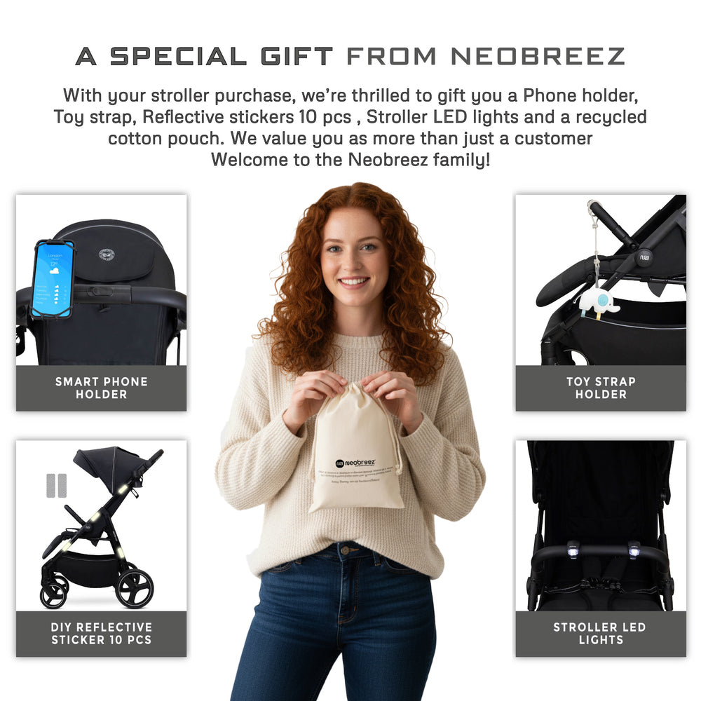 Neobreez Tetra Lightweight Pushchair Stroller with Cup Holder Black