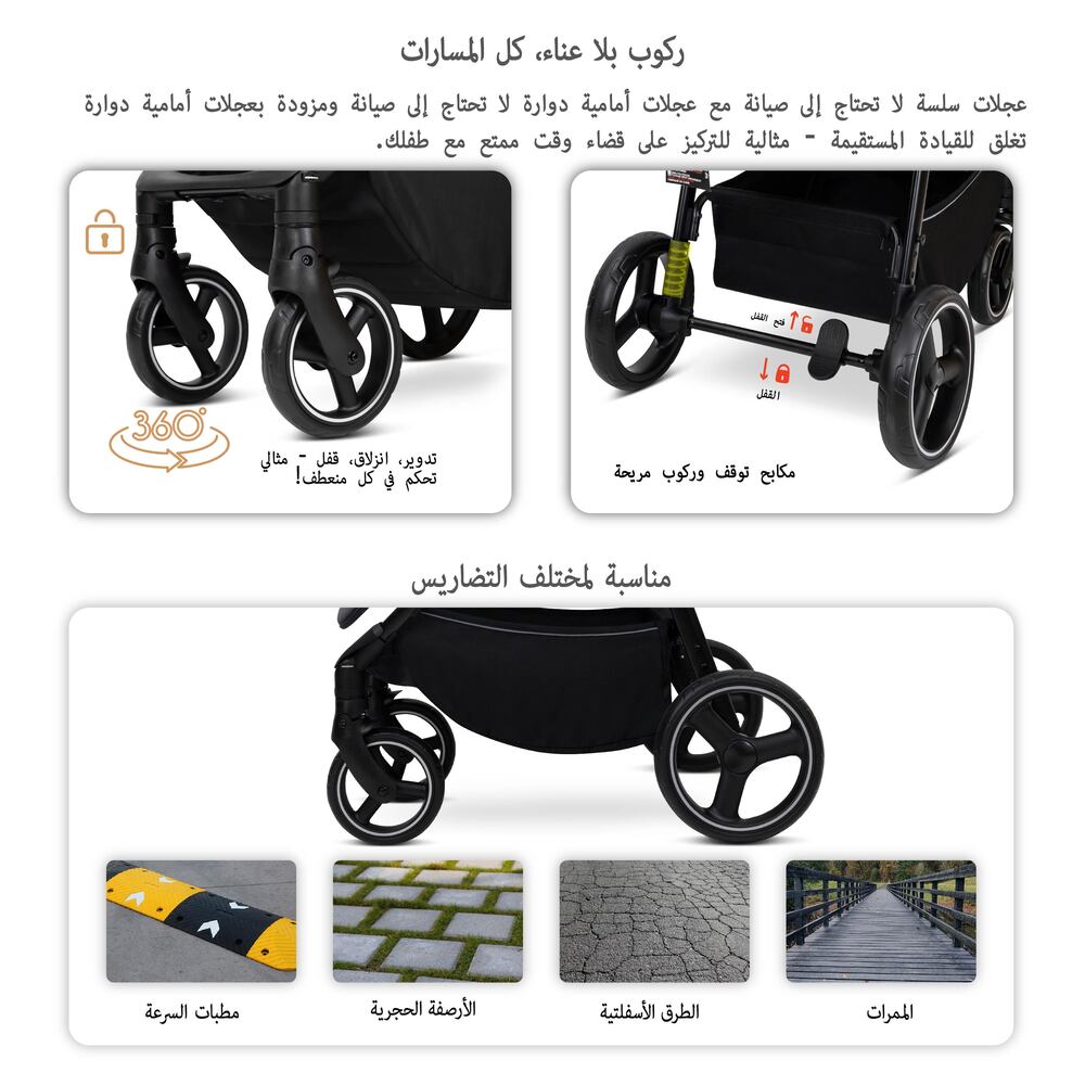 Neobreez Tetra Lightweight Pushchair Stroller with Cup Holder Black