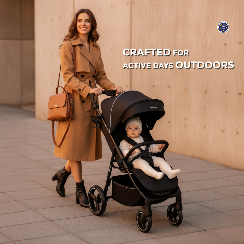 Neobreez Tetra Lightweight Pushchair Stroller with Cup Holder Black