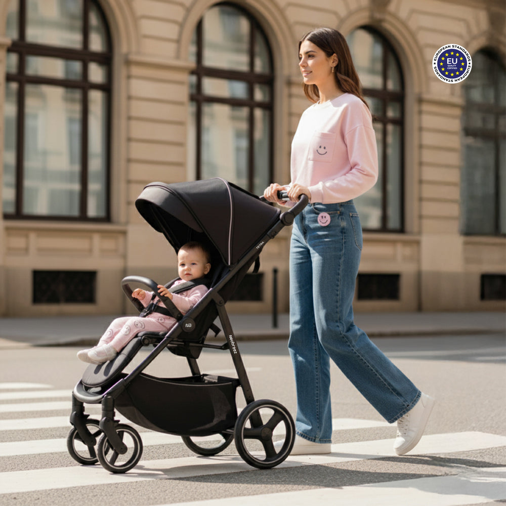 Neobreez Tetra Lightweight Pushchair Stroller with Cup Holder Black