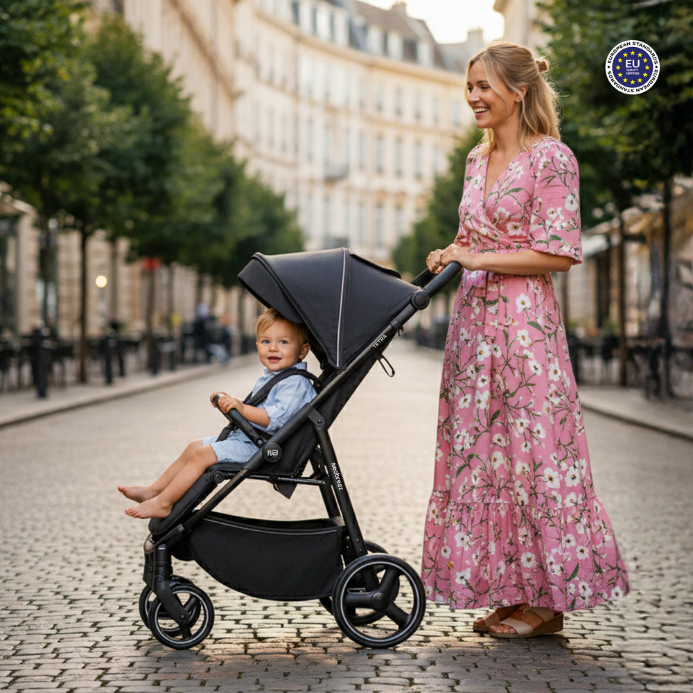 Neobreez Tetra Lightweight Pushchair Stroller with Cup Holder Black