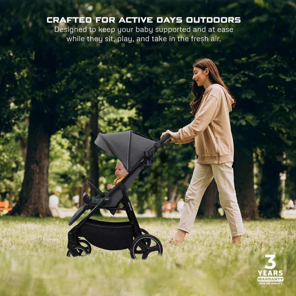 Neobreez Tetra Lightweight Pushchair Stroller with Cup Holder Grey