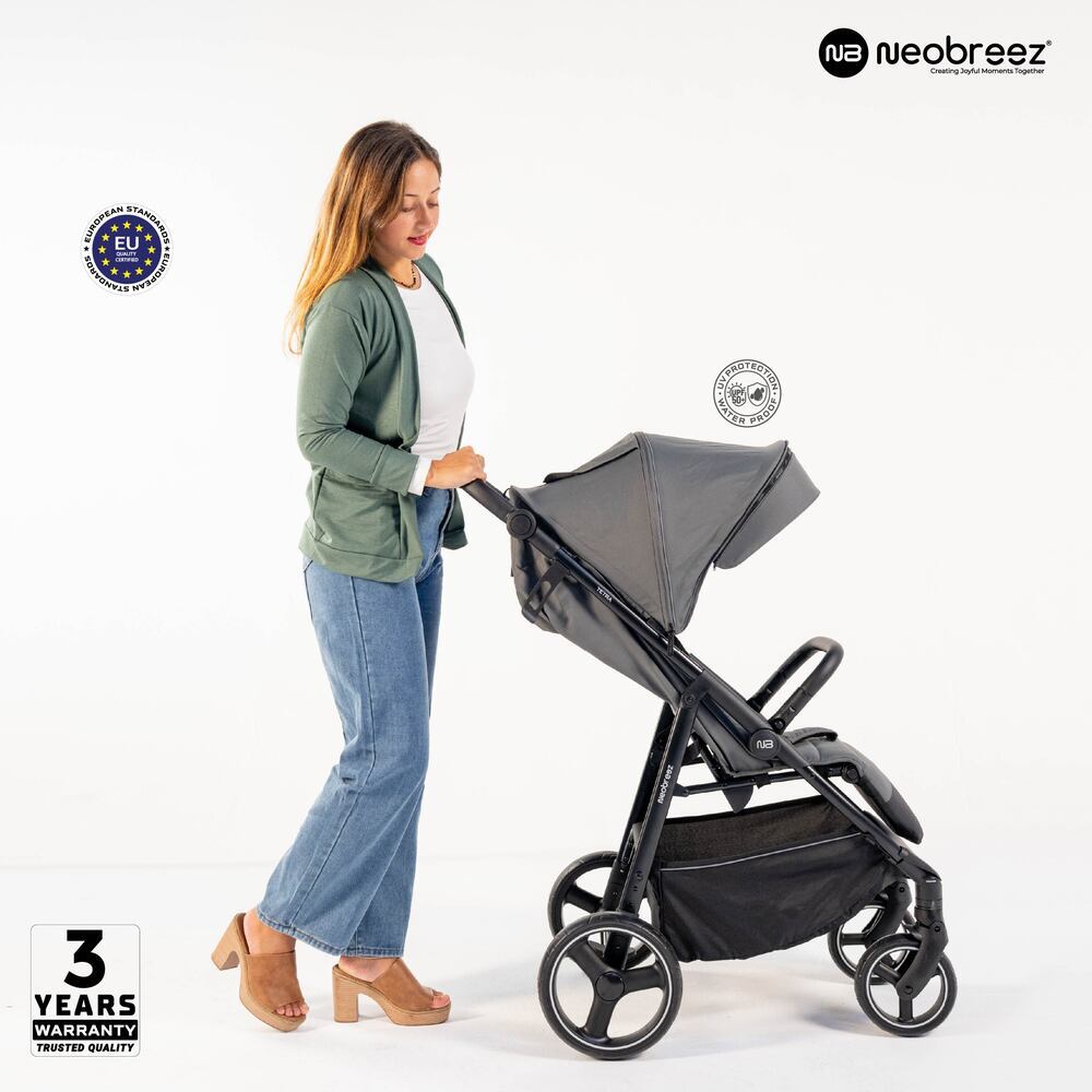 Neobreez Tetra Lightweight Pushchair Stroller with Cup Holder Grey