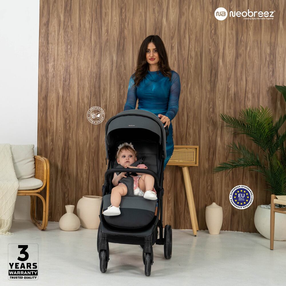 Neobreez Tetra Lightweight Pushchair Stroller with Cup Holder Grey