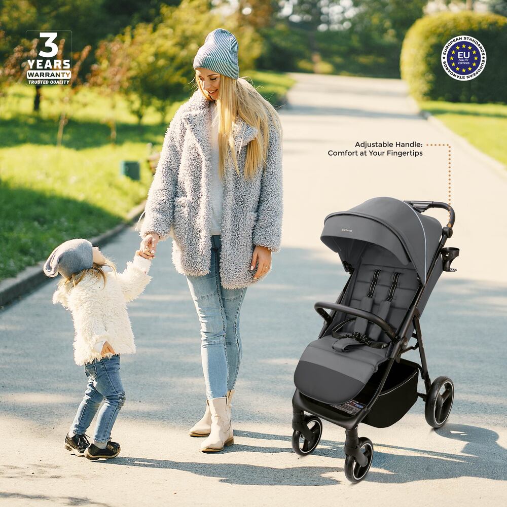 Neobreez Tetra Lightweight Pushchair Stroller with Cup Holder Grey