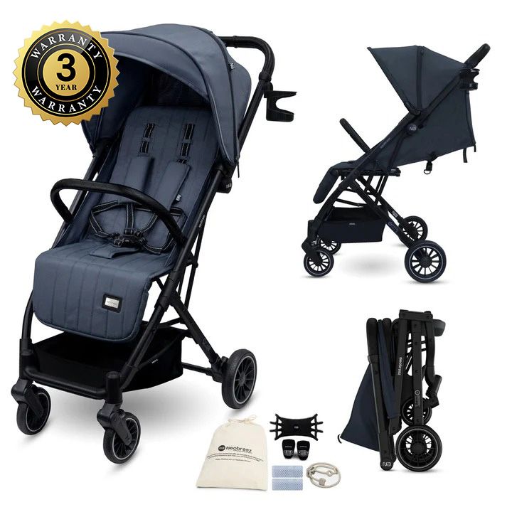 عربة أطفال خفيفة الوزن ومدمجة من نيو بريز بنتا مع حامل أكواب - أسود/رمادي