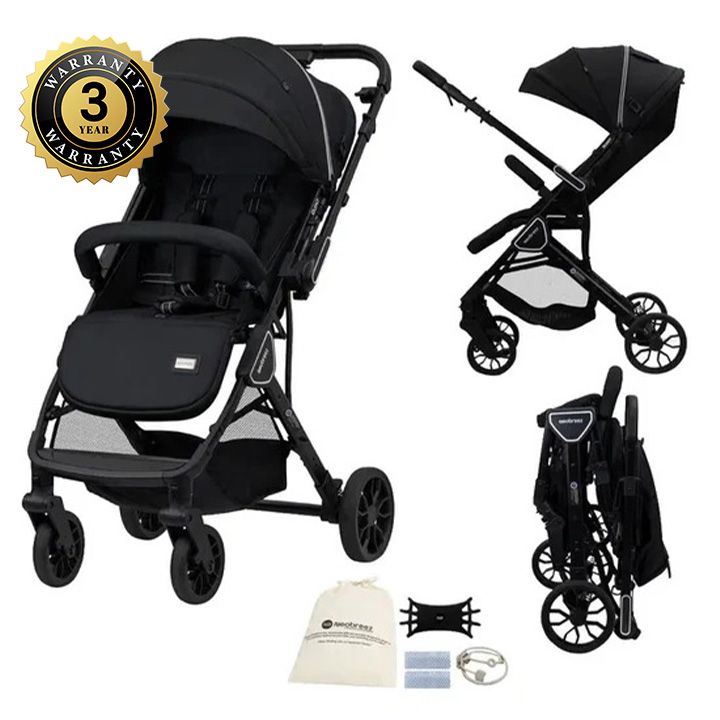عربة أطفال نيوبريز كوينت للسفر بمقبض قابل للعكس، لون أسود