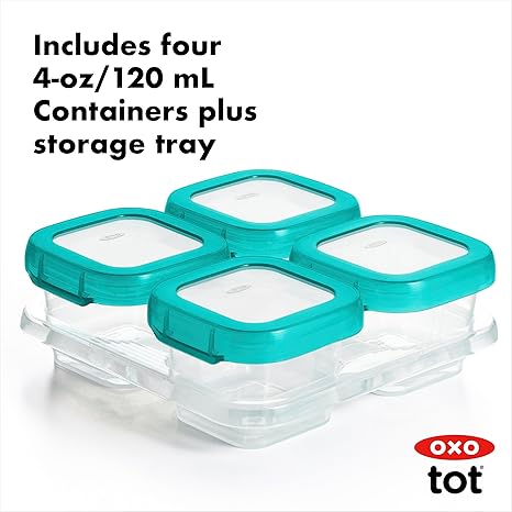 Oxo Tot Baby Blocks Food Storage Containers (2 oz) Teal