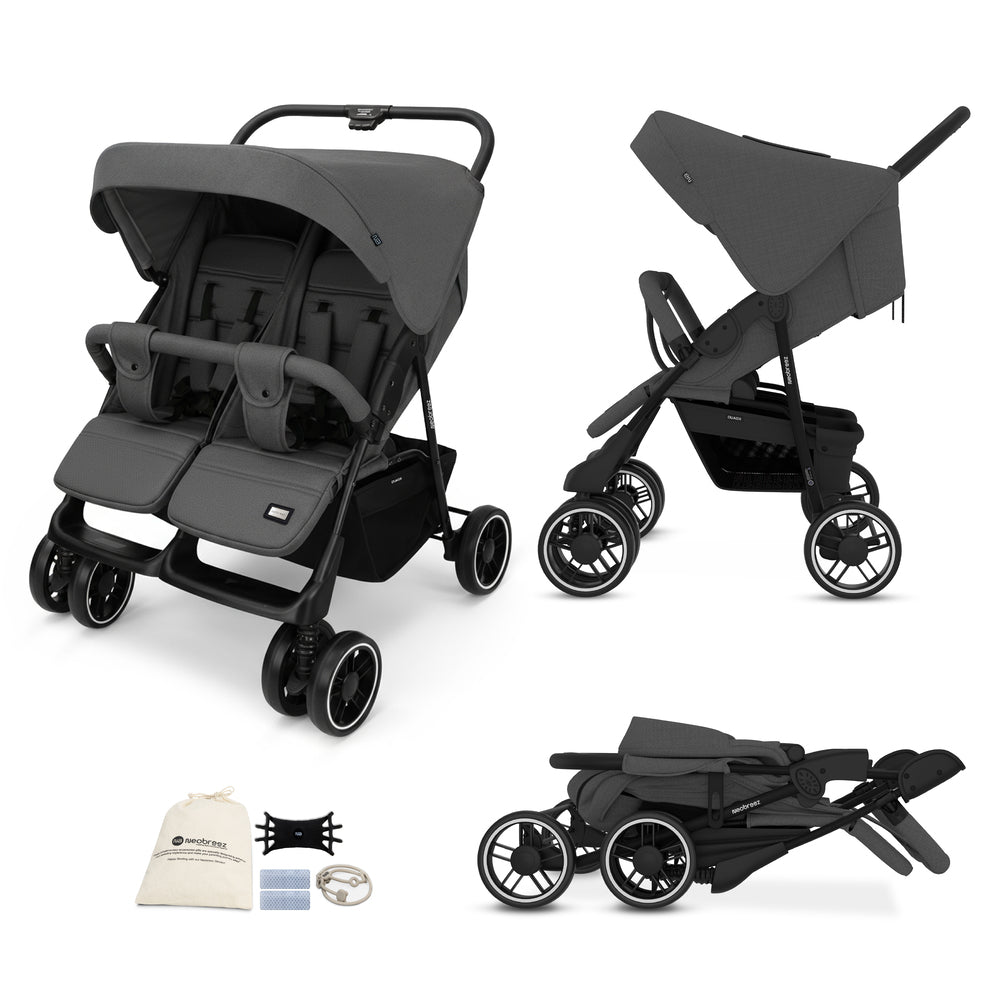 Neobreez Duadx Double Compact Twin Stroller Grey