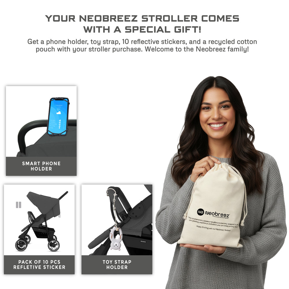 Neobreez Duadx Double Compact Twin Stroller Grey