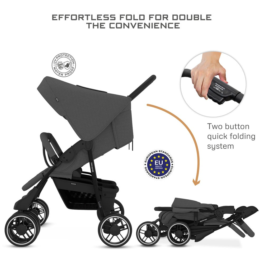 Neobreez Duadx Double Compact Twin Stroller Grey