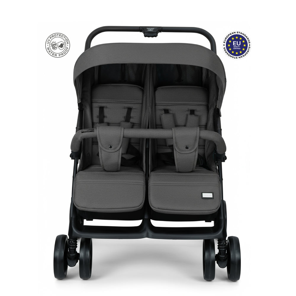 Neobreez Duadx Double Compact Twin Stroller Grey