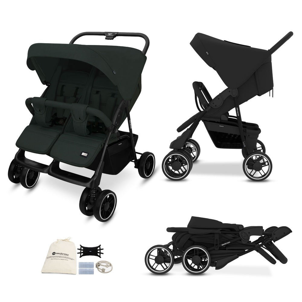 Neobreez Duadx Double Compact Twin Stroller Black