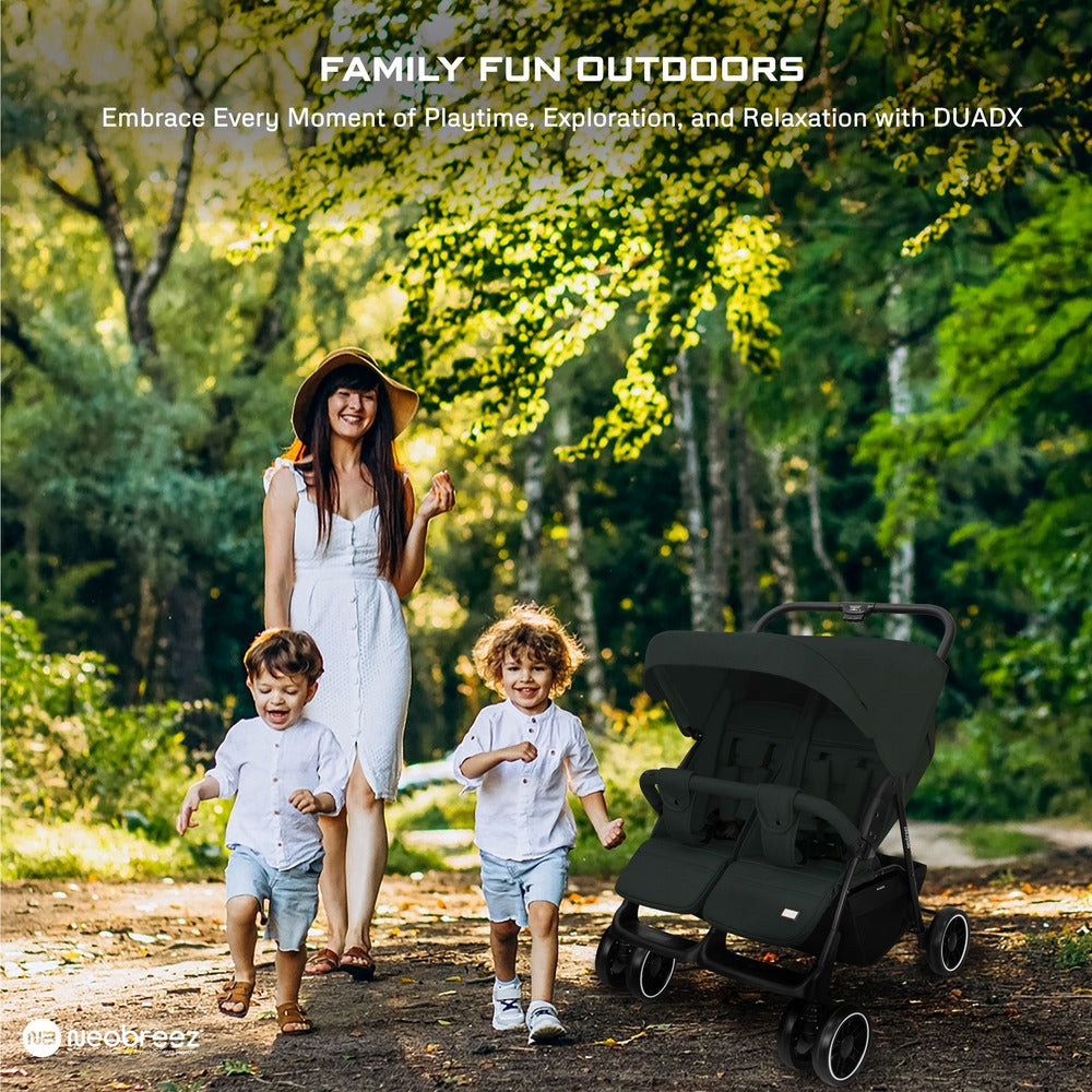 Neobreez Duadx Double Compact Twin Stroller Black