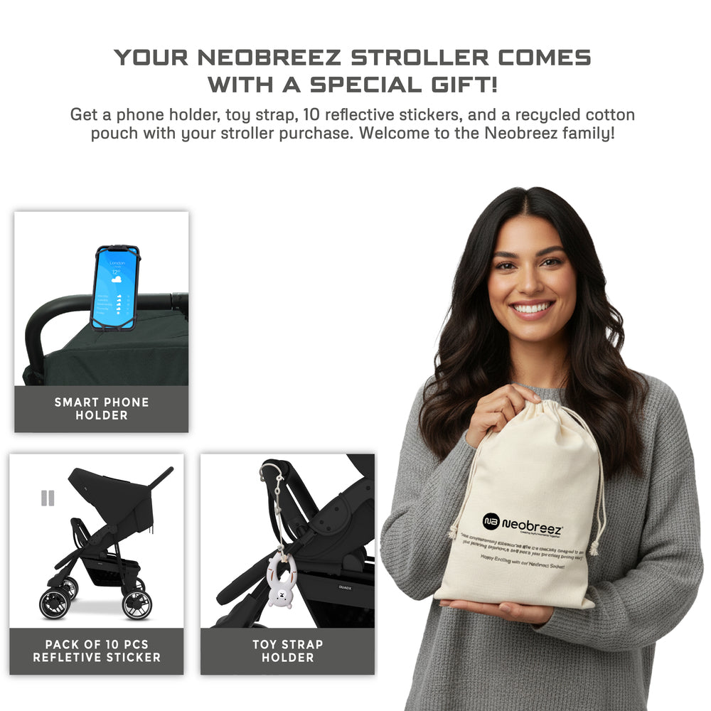 Neobreez Duadx Double Compact Twin Stroller Black