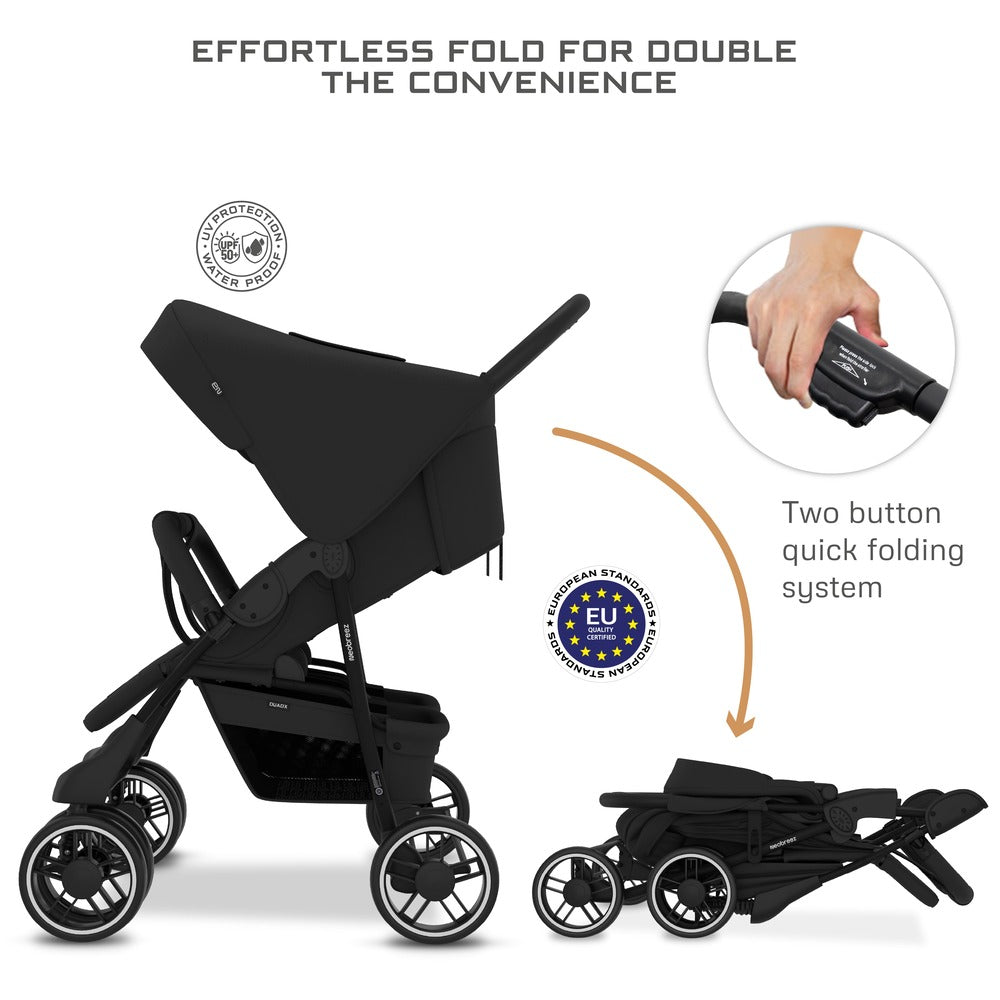 Neobreez Duadx Double Compact Twin Stroller Black