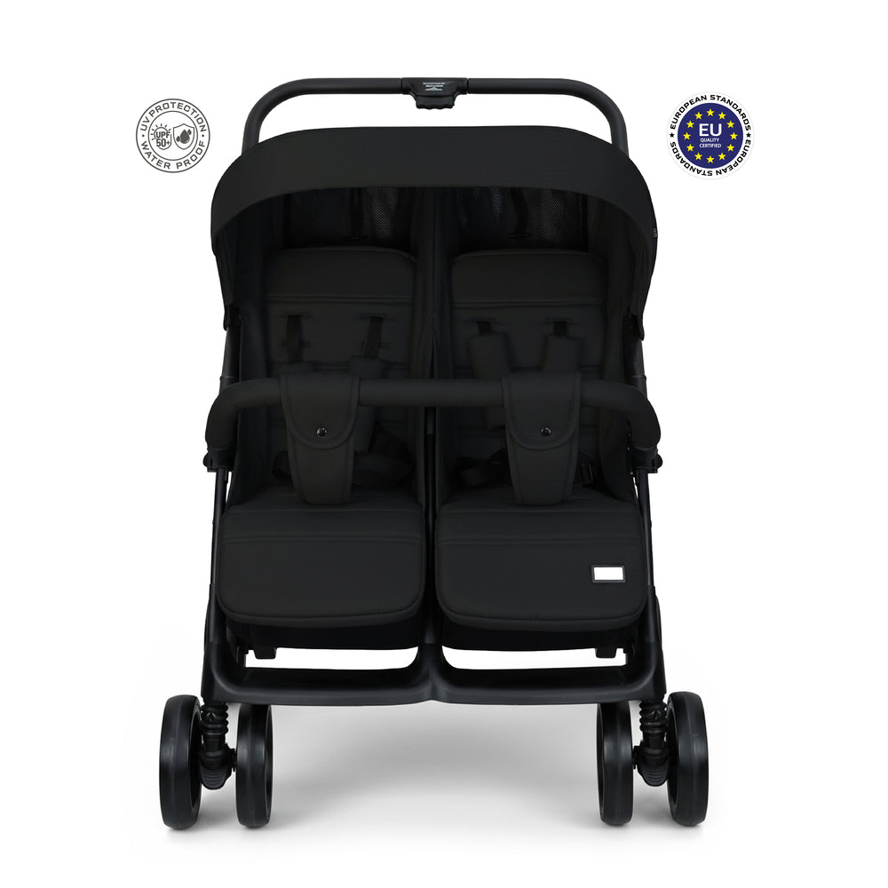 Neobreez Duadx Double Compact Twin Stroller Black