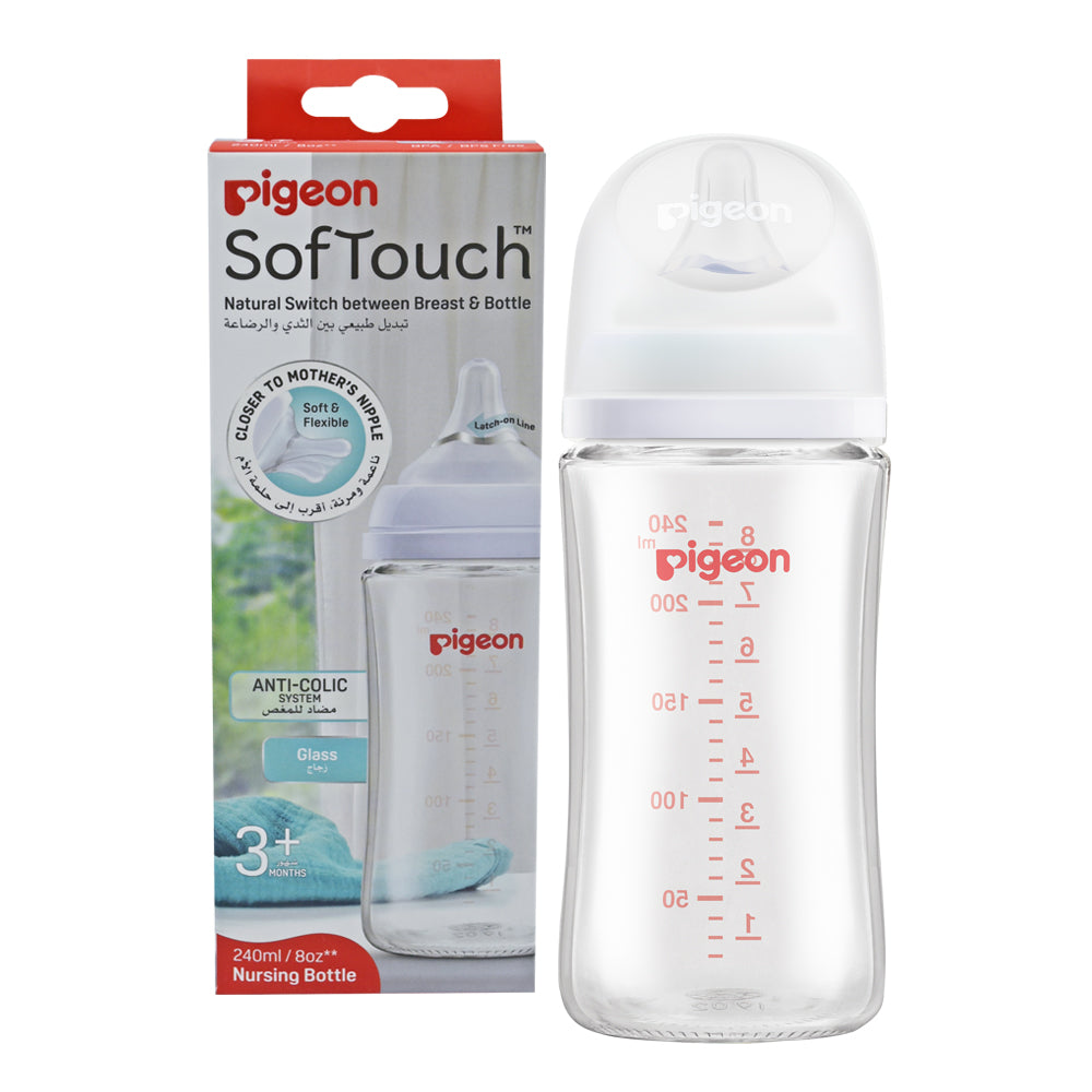 Pigeon Softouch Wide Neck Glass Feeding Bottle 240 ml