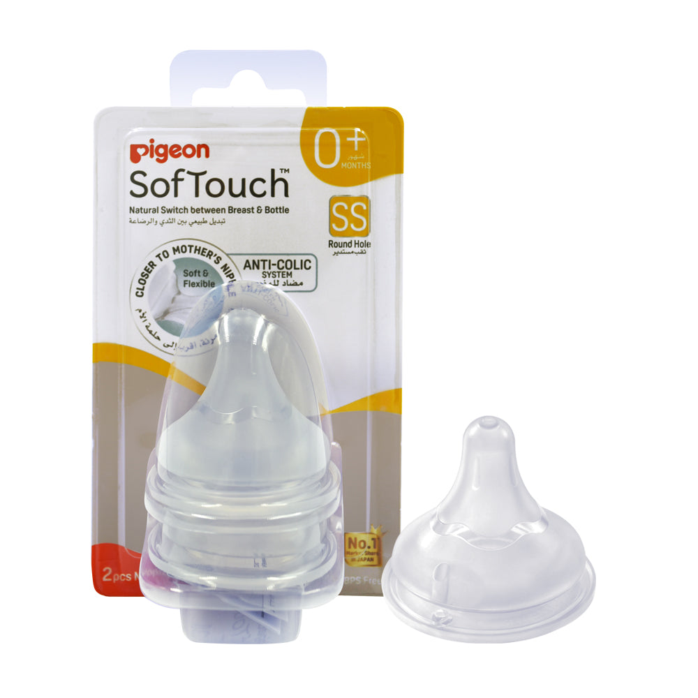 Pigeon Softouch Wide Neck Nipples Blister Pack SS 2Pcs
