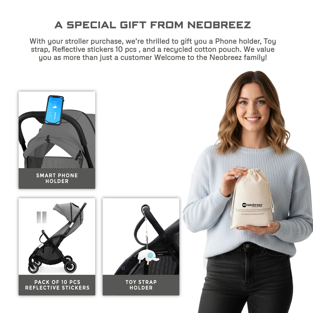 Neobreez Theta Auto Fold Compact Lightweight Travel Stroller Grey