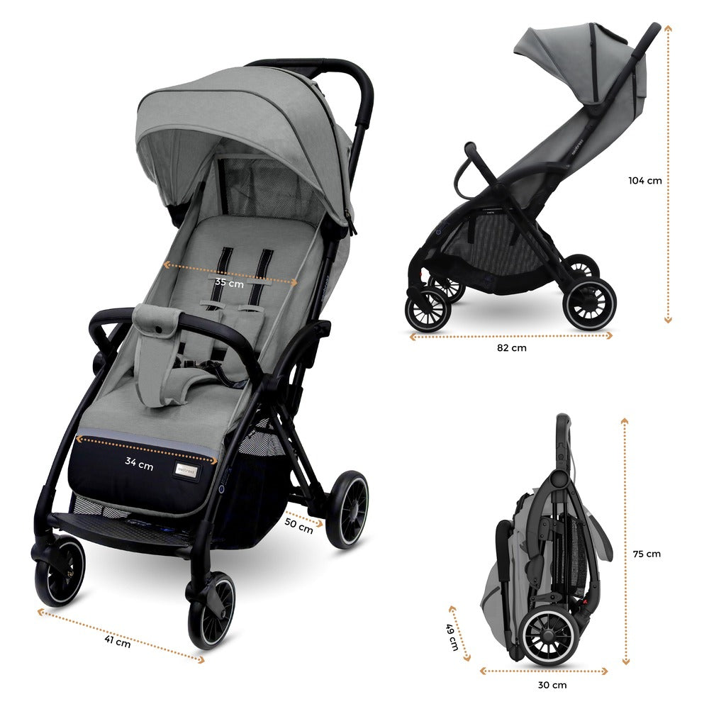 Neobreez Theta Auto Fold Compact Lightweight Travel Stroller Grey