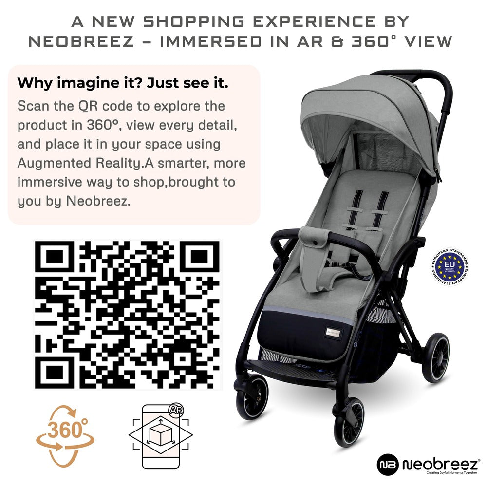 Neobreez Theta Auto Fold Compact Lightweight Travel Stroller Grey