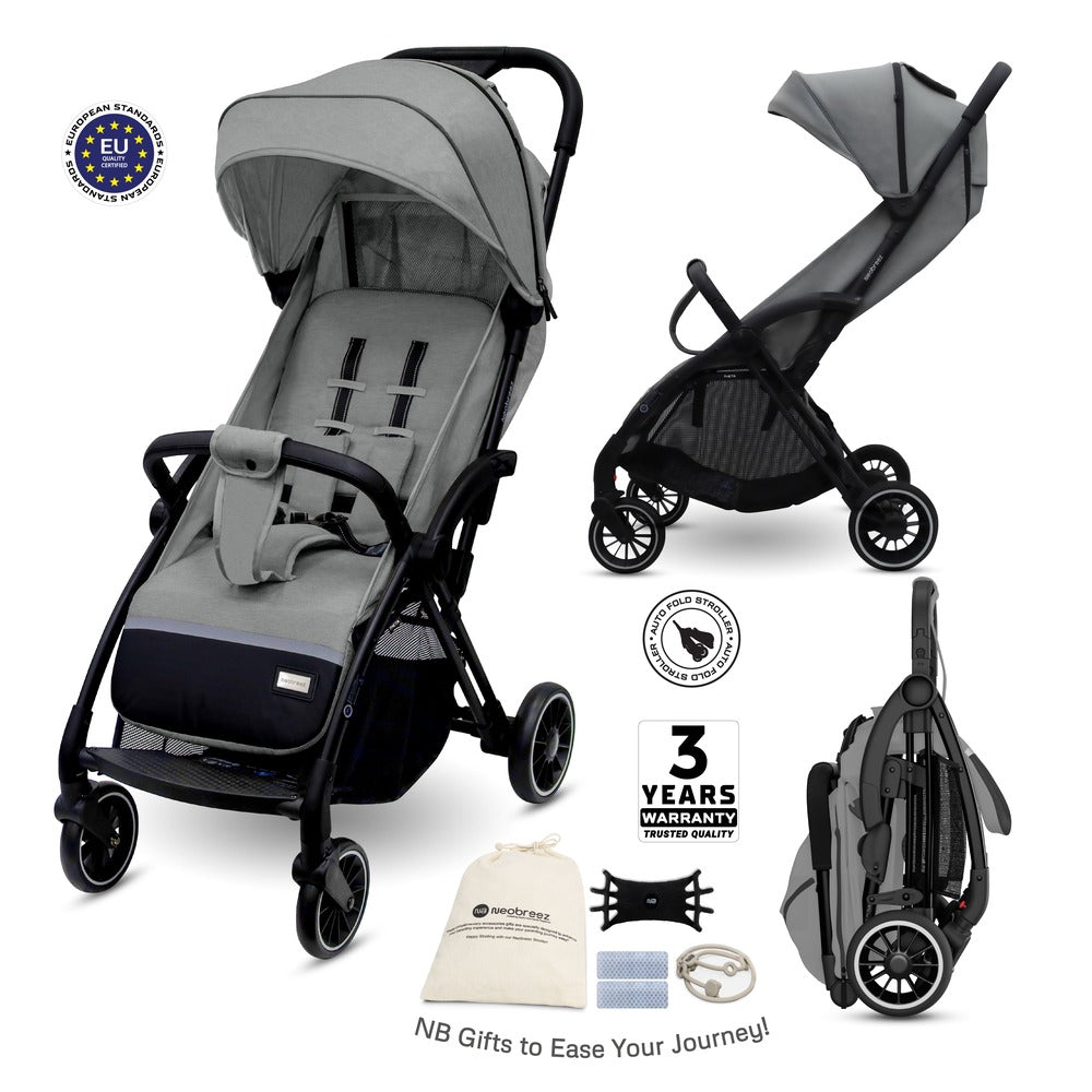 Neobreez Theta Auto Fold Compact Lightweight Travel Stroller Grey