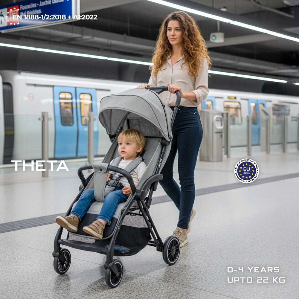 Neobreez Theta Auto Fold Compact Lightweight Travel Stroller Grey