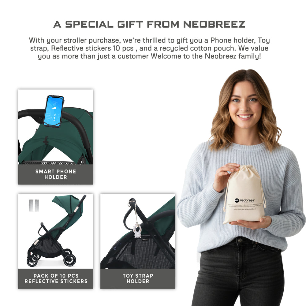 Neobreez Theta Auto Fold Compact Lightweight Travel Stroller Olive Green