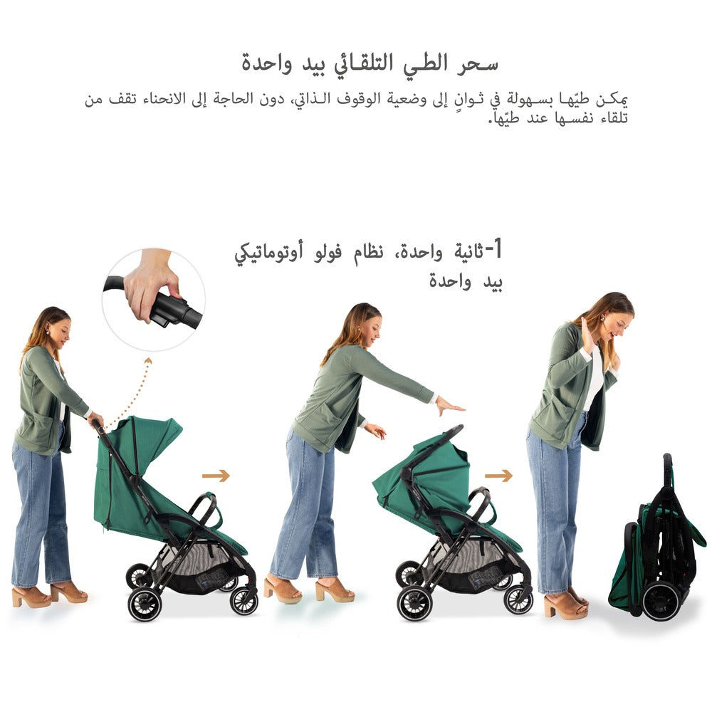 Neobreez Theta Auto Fold Compact Lightweight Travel Stroller Olive Green