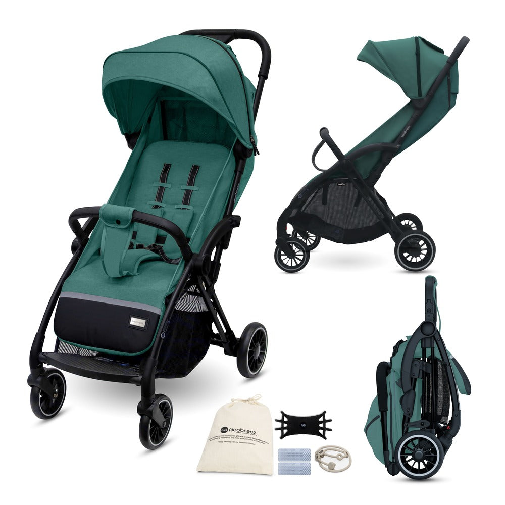 عربة أطفال نيو بريز ثيتا أوتو فولد خفيفة الوزن للسفر، لون أخضر زيتوني