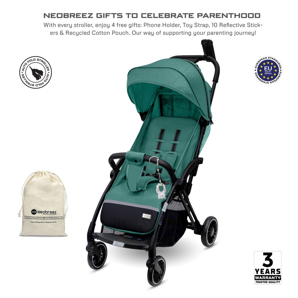 Neobreez Theta Auto Fold Compact Lightweight Travel Stroller Olive Green