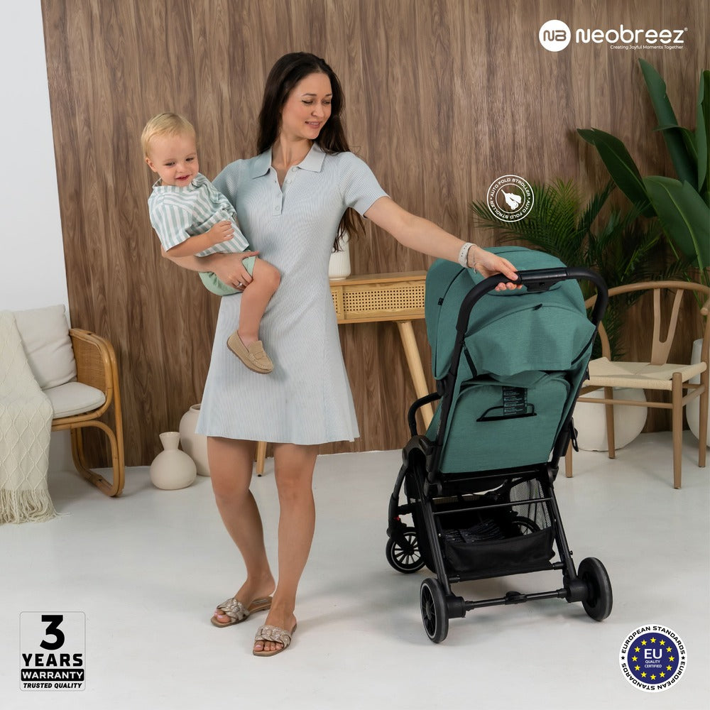Neobreez Theta Auto Fold Compact Lightweight Travel Stroller Olive Green