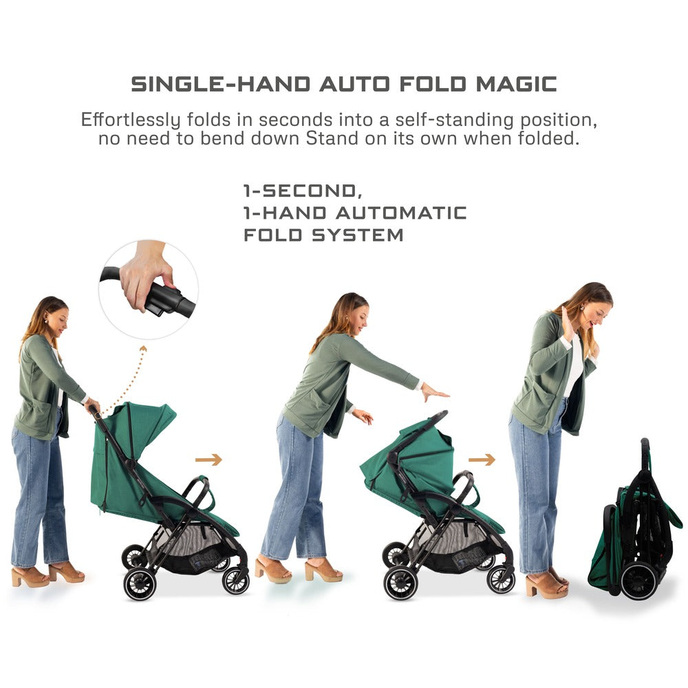 Neobreez Theta Auto Fold Compact Lightweight Travel Stroller Olive Green