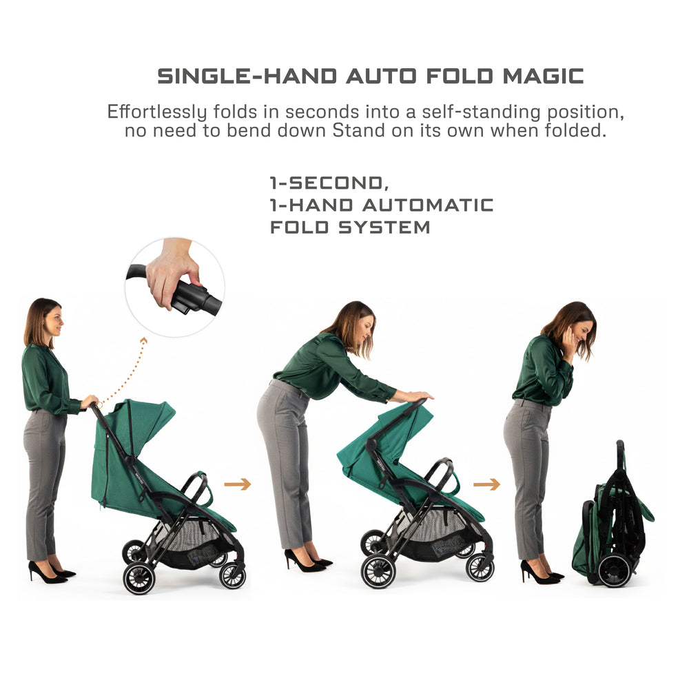 Neobreez Theta Auto Fold Compact Lightweight Travel Stroller Olive Green