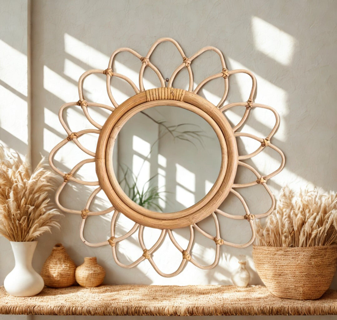 Cuddle Akia Rattan Mirror
